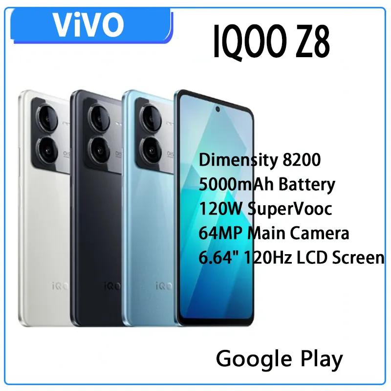 Vivo IQOO Z8 5G 휴대폰, 6.64 인치, 120Hz, 치수 8200, 5000mAh 배터리, 120W, 64MP 메인 카메라, 구글 플레이 스토어